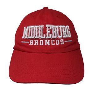 Ohiopyle Men's Strapback Hat Red Embroidered Middleburg Broncos Logo Cotton